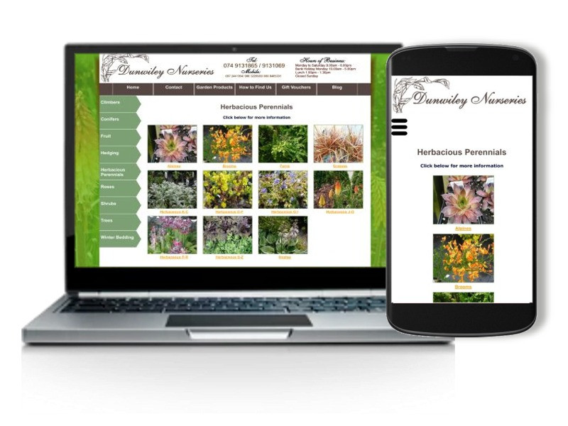 Example of a website from The Webbery, Quick, Simple, Cost Effective Web Design, with desktop and mobile version, Ireland and UK